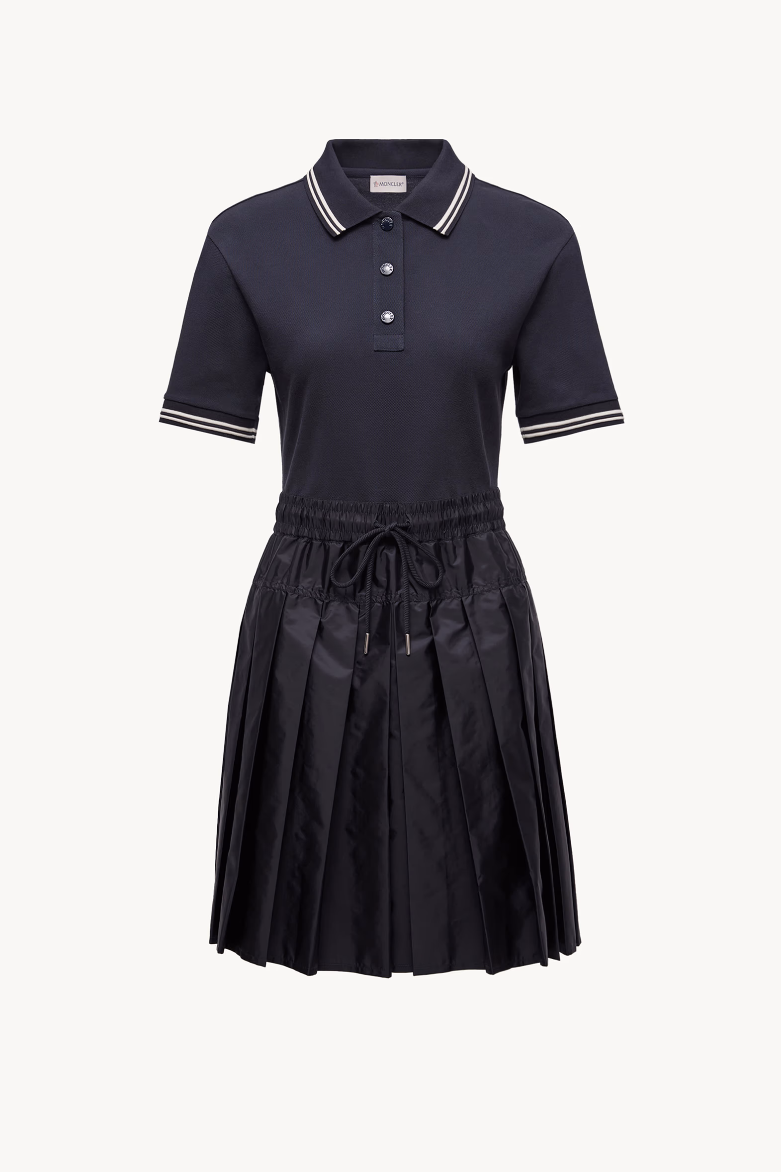 Vestido polo de piqué de algodón Mujer Azul marino Moncler 2